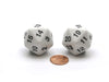 Pack of 2 Large 30mm Countdown D20 Dice - White with Black Numbers