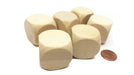 Pack of 6 D6 Large Jumbo 30mm Rounded Blank Wooden Dice - 'Light' Wood
