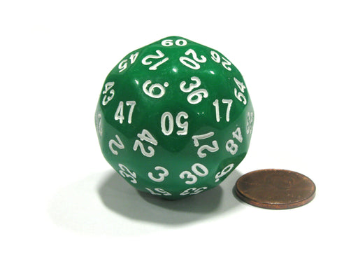Sixty-Sided D60 35mm Large Gaming Dice - Green with White Numbers