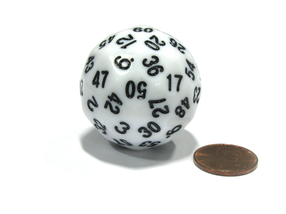 Sixty-Sided D60 35mm Large Gaming Dice - White with Black Numbers