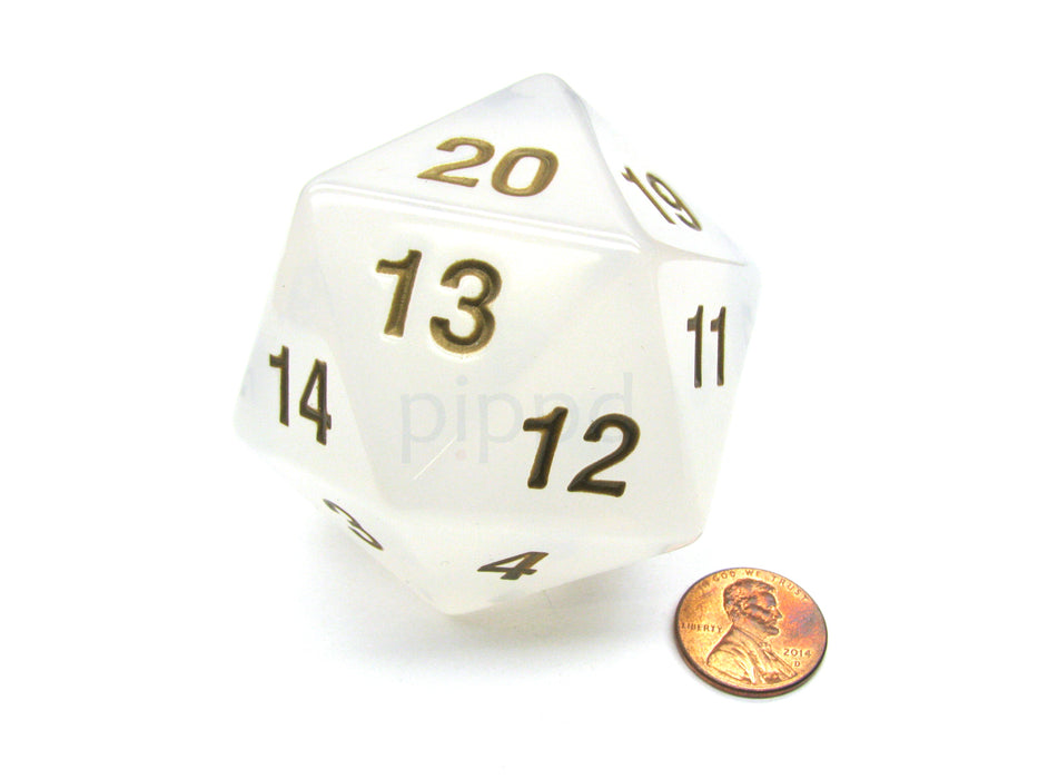 55mm Jumbo 20-Sided D20 Countdown Dice - Transparent Pearl Gold
