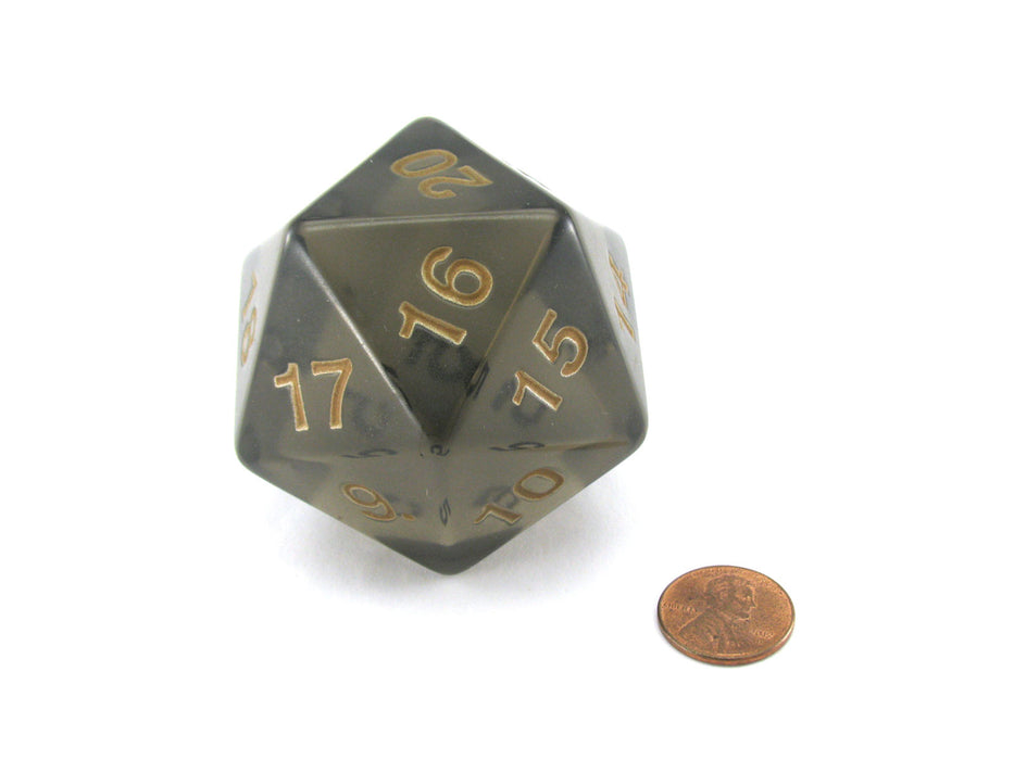 55mm Jumbo 20-Sided D20 Countdown Dice - Transparent Smoke Gold