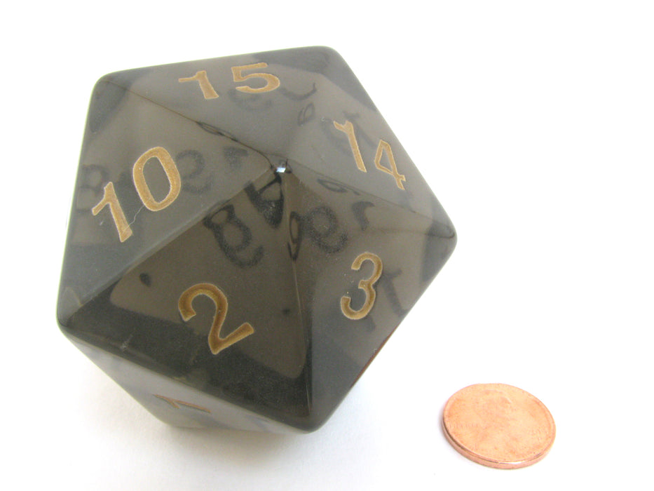 55mm Jumbo 20-Sided D20 Countdown Dice - Transparent Smoke Gold