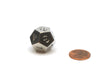 Single 12-Sided D4 20mm Metal Die Numbered 1-4 Three Times - Silver with Black
