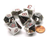 Polyhedral 7-Die Zinc Metal Alloy Dice Set - Red Numbers