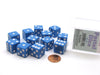Pack of 12 D6 16mm Pastel Dice in Display Storage Case - Blue with White