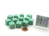 Pack of 12 D6 16mm Pastel Dice in Display Storage Case - Green with White
