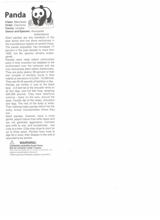 Panda Dice Game with 5 Dice Travel Tube and Gaming Instructions