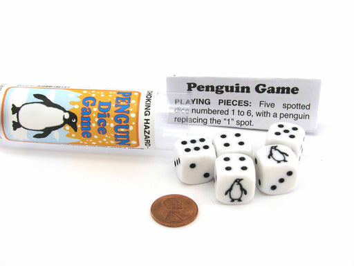 Penguin Dice Game with 5 Dice Travel Tube and Gaming Instructions