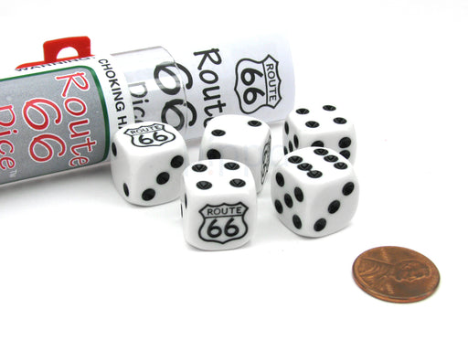 Route 66 Dice Game with 5 Dice Travel Tube and Gaming Instructions