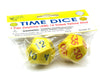 Set of 2 Jumbo Yellow D12 Time Dice for Daytime (AM) Basic Time Telling Skills