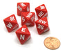 Set of 6 Compass Cardinal Direction 8 Sided Dice - Red with White Letters