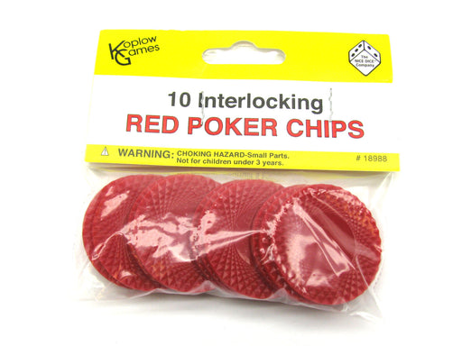 Pack of 10 1.5" Small Interlocking Poker Chips - Red