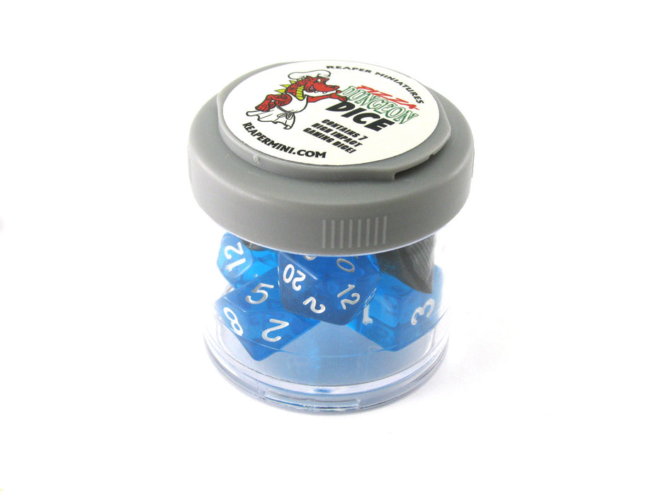 Reaper Miniatures Lucky Pizza Dungeon Dice - Clear Blue