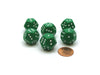 Pack of 6 12-Sided D6 Spotted 1 to 6 Twice Dice - Green with White