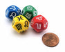 Set of 4 18mm D12 Zodiac Symbols Dice - 1 of each color: Red, Green, Blue, Yellow