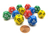 Planets, Signs, Numbers Astrology Dice Set, 12 D12 Dice - Assorted Colors