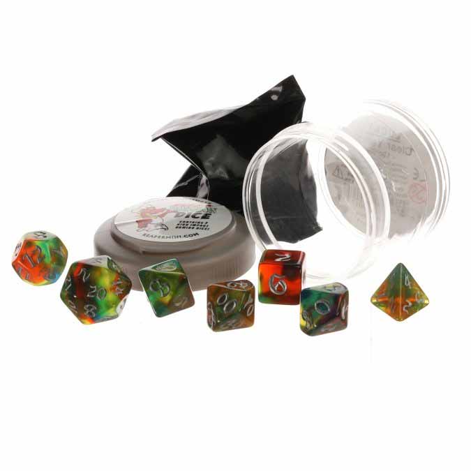 Polyhedral 7-Piece DnD Pizza Dungeon Dice Set - Boss Warm Nebula