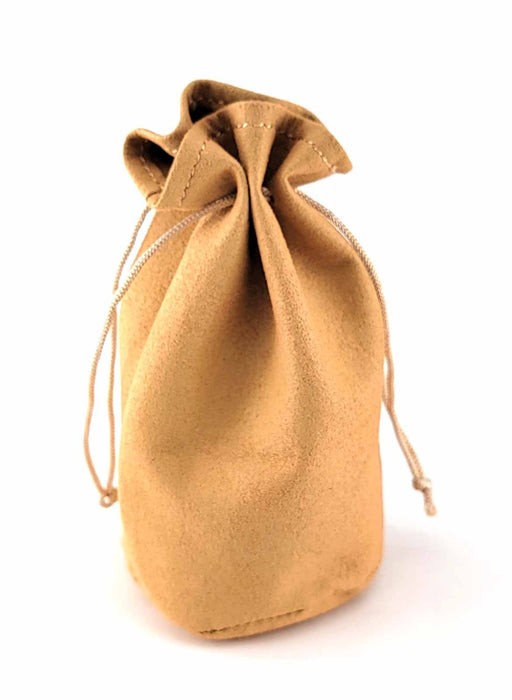 5" x 4" x 3" Leather Dice Bag with Flat Bottom - Tan