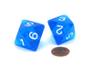 Pack of 2 Jumbo 25mm D8 Transparent Dice - Blue with White Numbers