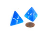 Pack of 2 Jumbo 26mm D4 Transparent Dice - Blue with White Numbers