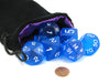 Polyhedral 7 Piece Jumbo Transparent Dice Set in Bag - Blue with White Numbers