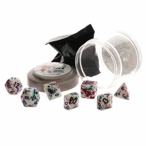 Polyhedral 7-Piece DnD Pizza Dungeon Dice Set - Lucky Rainbow Paint