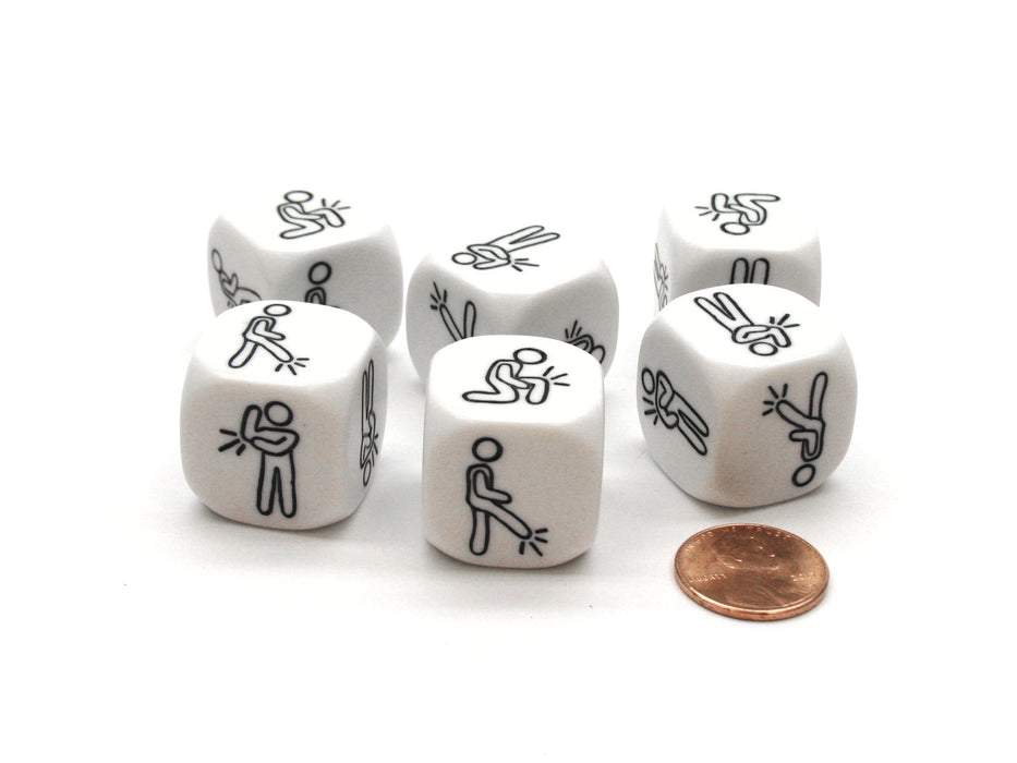 Pack of 6 D6 22mm Body Parts Dice - White with Black Etches