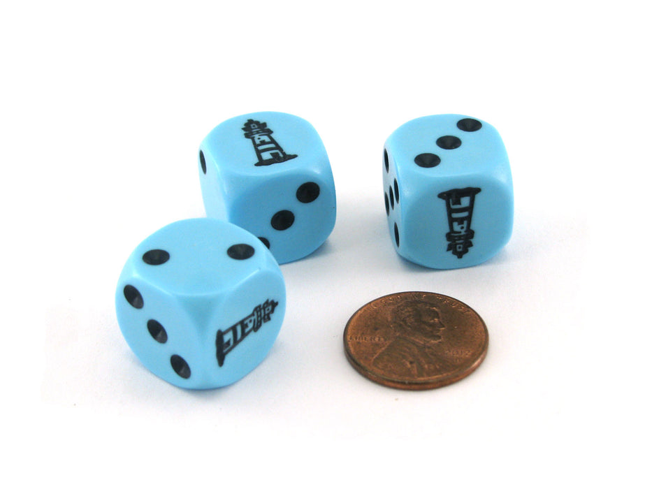 Lighthouse On The Rocks Dice Game Set with 3 Blue Dice