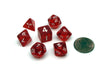 Mini Polyhedral 7 Piece Transparent Dice Set Small 11mm Die - Red with White
