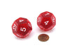 Pack of 2 Jumbo 29mm D12 Transparent Dice - Red with White Numbers