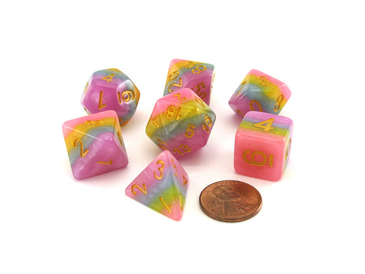Polyhedral 7-Piece Layered Dice Set - Cotton Candy