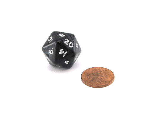 2020 Dice High Roller Twenty Sided D20 with Two 20s, 1 Piece - Black with White