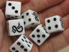 Pack of 6 Snake Dice, D6 16mm Square Edge - White with Black Pips