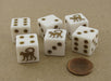 Pack of 6 Monkey Dice, D6 16mm Square Edge - White with Brown Pips
