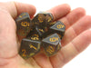 Pack of D10 Countdown 20mm Transparent Dice (1 to 10) - Smoke with Gold Numbers