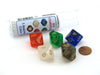 Pack of D10 Countdown 20mm Transparent Dice (Numbered 1 to 10) - 5 Colors