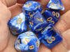 Polyhedral 7-Piece Layered Wedgewood Dice Set - Blue/White with Gold