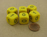Pack of 6 Round Corner Binary Math (0, 1) 16mm Dice - Yellow with Black