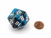 34mm Large 20-Sided D20 Pearlized Koplow Dice, 1 Die - Blue/Black with White
