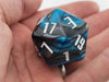 34mm Large 20-Sided D20 Pearlized Koplow Dice, 1 Die - Blue/Black with White