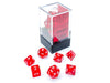 Polyhedral Mini 7-Die Set, Translucent - Red with White Numbers