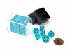 Polyhedral Mini 7-Die Set, Translucent - Teal with White Numbers