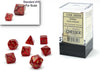 Polyhedral Mini 7-Die Set, Glitter - Ruby with Gold Numbers
