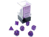 Polyhedral Mini 7-Die Set, Luminary Borealis - Royal Purple with Gold Numbers