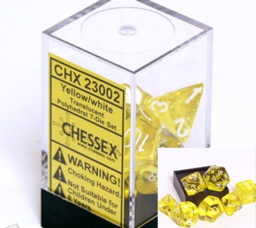Polyhedral 7-Die Translucent Chessex Dice Set - Yellow