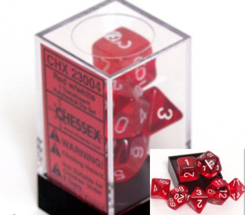 Polyhedral 7-Die Translucent Chessex Dice Set - Red