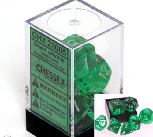 Polyhedral 7-Die Translucent Chessex Dice Set - Green