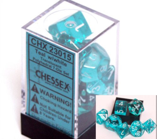 Polyhedral 7-Die Translucent Chessex Dice Set - Teal