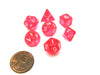 Polyhedral 7 Piece Dice Set Transparent Small 10mm Mini Die - Pink with White